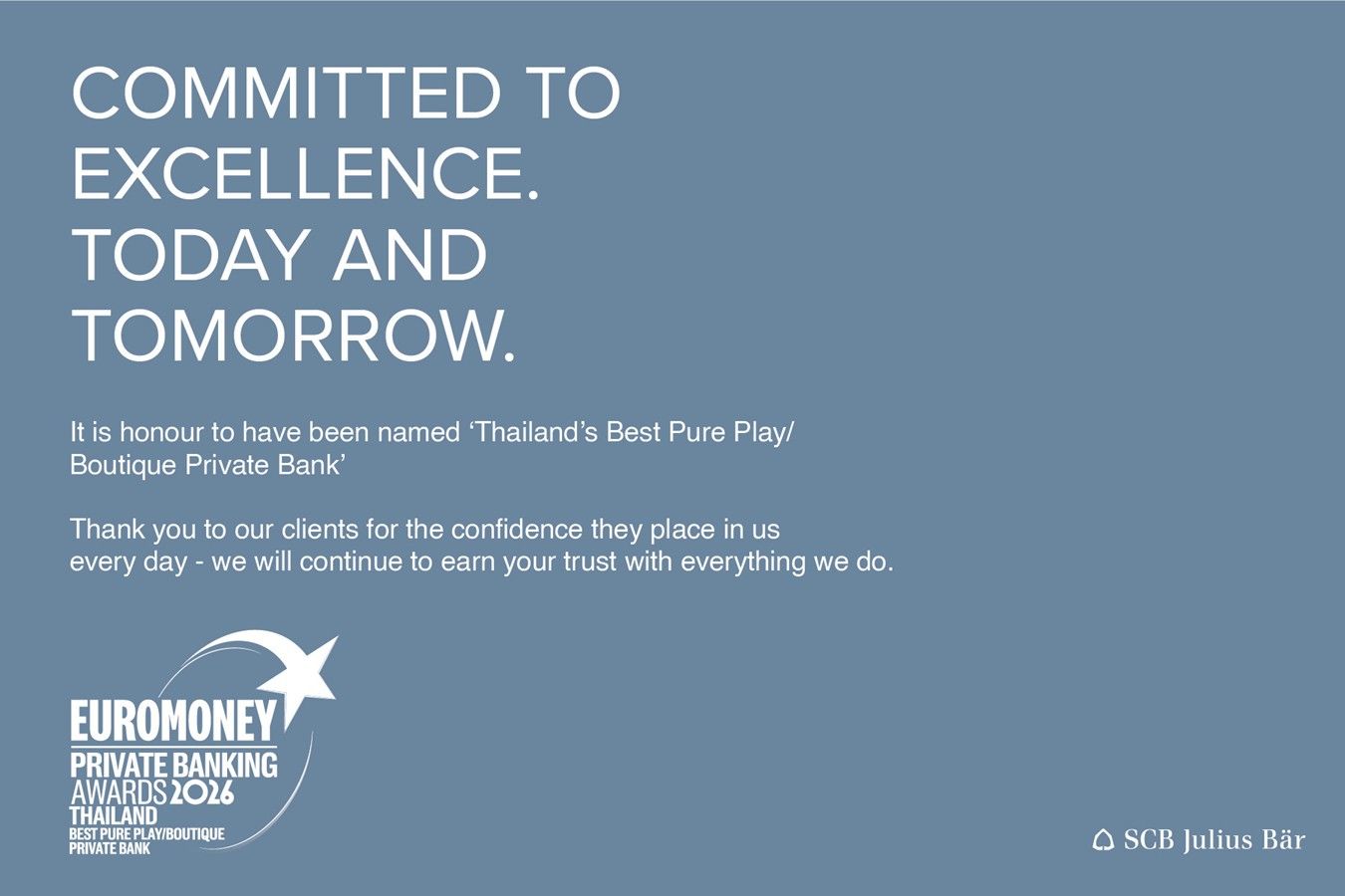SCB Julius Baer: Thailand’s Best Pure Play / Boutique Private Bank 